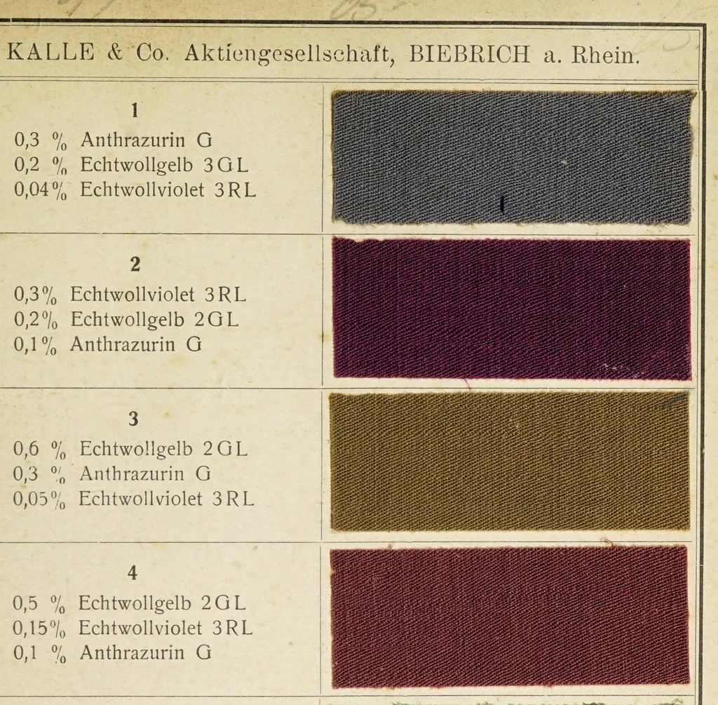 An illustration from Echtwollgelb GL, 2GL, 3GL : Anthrazurin G : Echtwollviolet 3RL, 1923, leaf 5