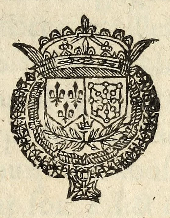 An illustration from Edict du roy, portant creation en tiltre d'office formé de deux offices, l'vn de conseiller du roy, lieutenant particulier esleu, & l'autre de conseiller du roy esleu en chacune eslection en chef de ce royaume, à pareils gages, droicts, exemptions de tailles & autres priuileges appartenans ausdits offices tels & semblables que les anciens officiers desdites eslections : auec iouïssance de la dispense des quarante iours, & du prest pendant trois annees, sans pour ce payer aucune finance : verifié en la Chambre de comptes & Cour des aydes., 1626, leaf 1
