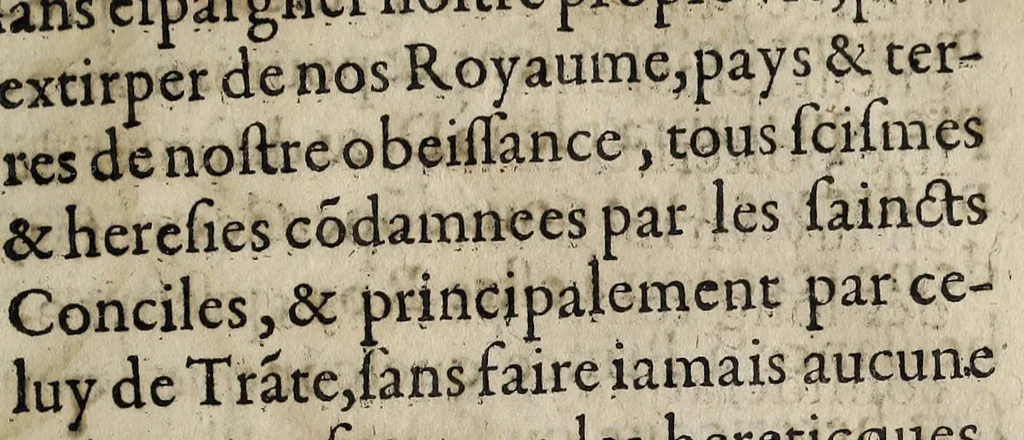 An illustration from Edict du roy pour l'establissement d'un asseuré repos au faict de la religion catholicque, apostolicque, & romaine, & vnion de ses suiects catholicques auec sa Majesté, pour l'extirpatio[n] des scismes & heresies par tout son royaume, pays, & terres de son obeissance : Publié en sa court de parlement de Rouen, le dixneufuiésme iour de Iuillet, 1588., 1558, leaf 11