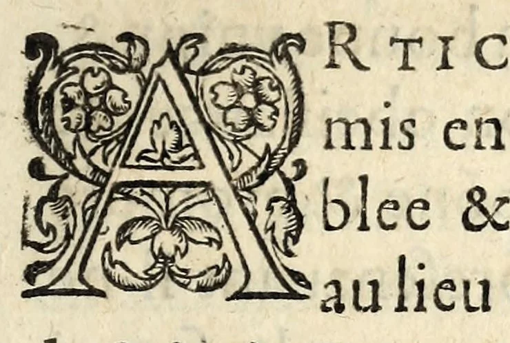 An illustration from Edict du Roy sur la pacification des troubles, contenant confirmation, ampliation, & declaration, tant des precedents Edicts sur ledit aict, mesmes en l'an 1577, que des Articles arrestez en la Conference de Nerac ..., 1581, leaf 9