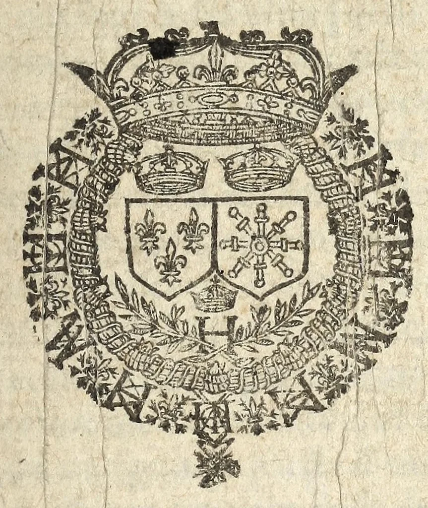 An illustration from Edict du roy sur la reformation du luxe de ce royaume, procedant de la somptuosité des habits, port de perles, pierreries, dorures, & autres excessiuitez., 1609, leaf 1