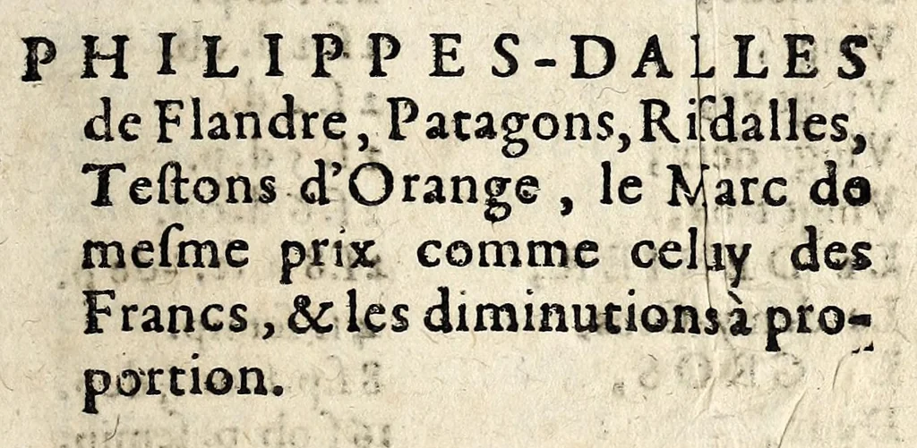 An illustration from Edict dv Roy portant novvelle fabrication d'especes d'argent: augmentation du marc d'argent le Roy, & des quarts d'eseu, testons, & francs aux coins & armes de sa Maiesté estans de leur iuste poids ... auec vne nouuelle eualuation ..., 1646, leaf 119