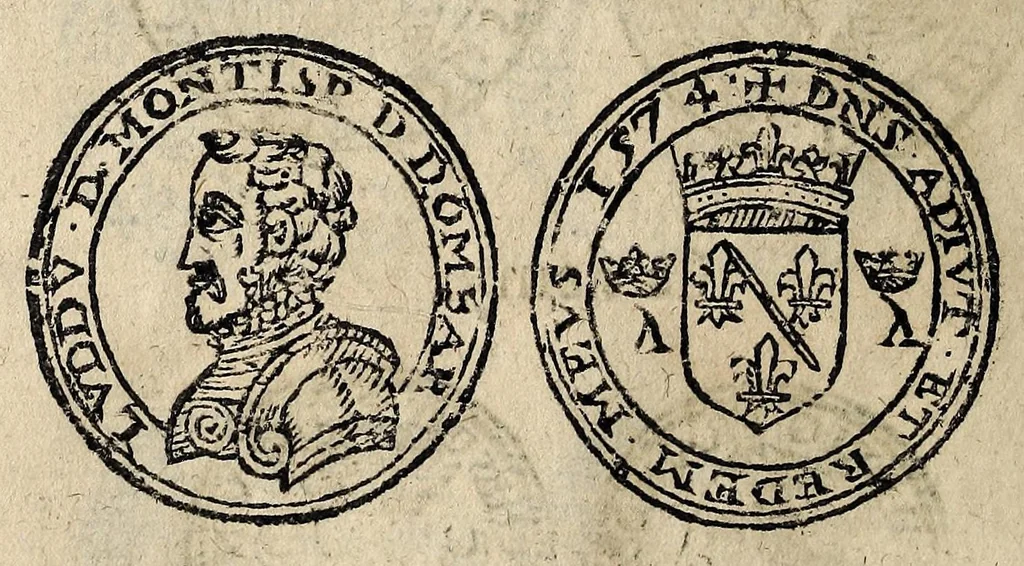 An illustration from Edict dv Roy portant novvelle fabrication d'especes d'argent: augmentation du marc d'argent le Roy, & des quarts d'eseu, testons, & francs aux coins & armes de sa Maiesté estans de leur iuste poids ... auec vne nouuelle eualuation ..., 1646, leaf 46