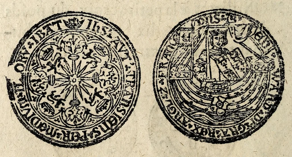 An illustration from Edict dv Roy portant novvelle fabrication d'especes d'argent: augmentation du marc d'argent le Roy, & des quarts d'eseu, testons, & francs aux coins & armes de sa Maiesté estans de leur iuste poids ... auec vne nouuelle eualuation ..., 1646, leaf 52