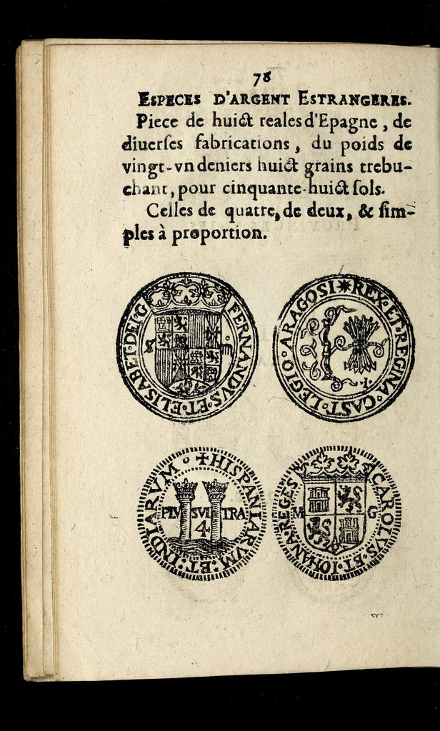 An illustration from Edict dv Roy portant novvelle fabrication d'especes d'argent: augmentation du marc d'argent le Roy, & des quarts d'eseu, testons, & francs aux coins & armes de sa Maiesté estans de leur iuste poids ... auec vne nouuelle eualuation ..., 1646, leaf 78