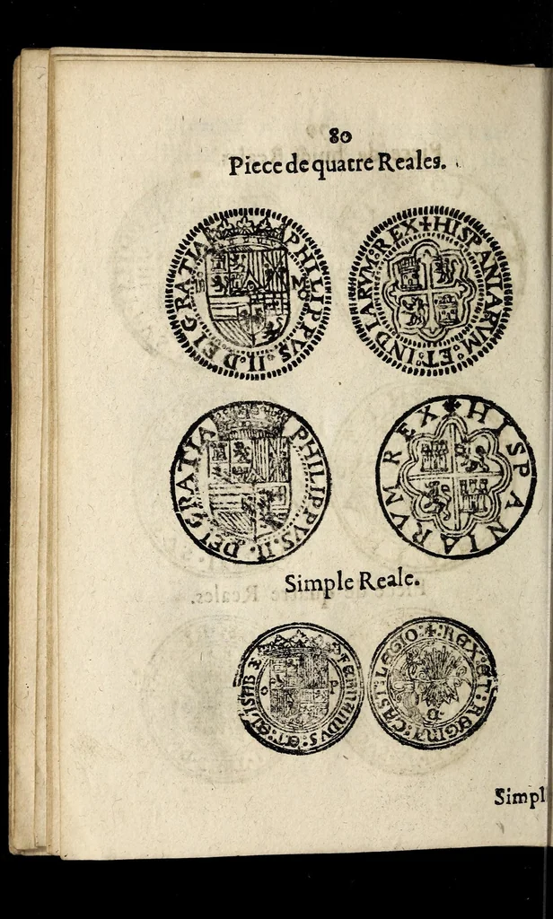 An illustration from Edict dv Roy portant novvelle fabrication d'especes d'argent: augmentation du marc d'argent le Roy, & des quarts d'eseu, testons, & francs aux coins & armes de sa Maiesté estans de leur iuste poids ... auec vne nouuelle eualuation ..., 1646, leaf 80