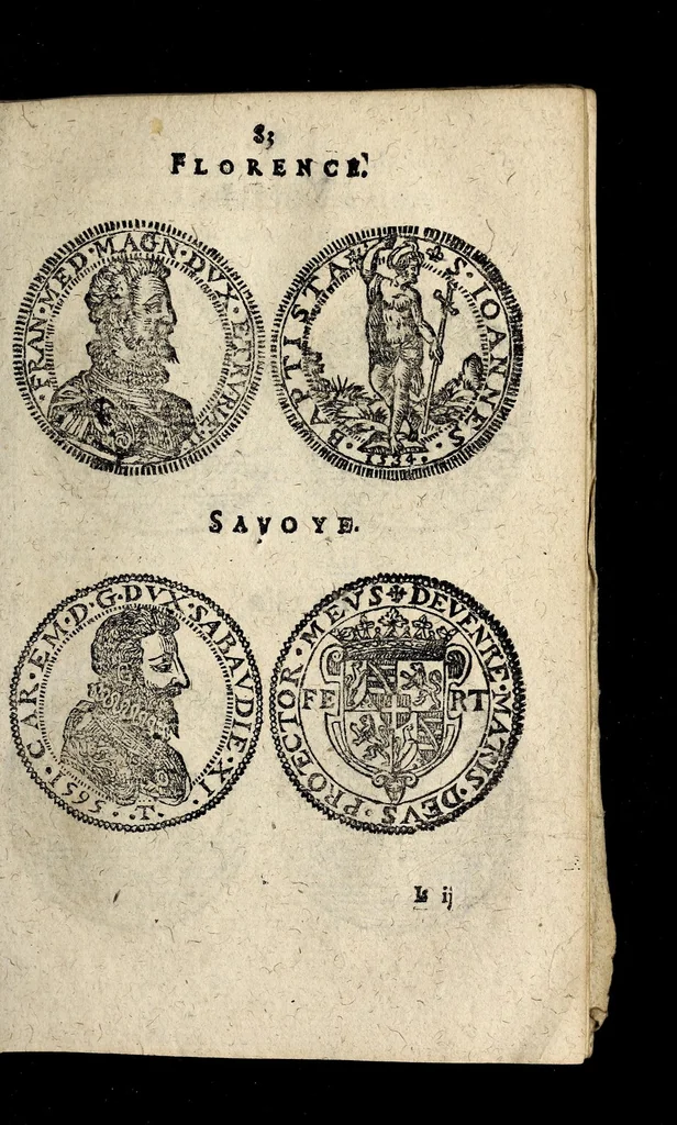 An illustration from Edict dv Roy portant novvelle fabrication d'especes d'argent: augmentation du marc d'argent le Roy, & des quarts d'eseu, testons, & francs aux coins & armes de sa Maiesté estans de leur iuste poids ... auec vne nouuelle eualuation ..., 1646, leaf 83