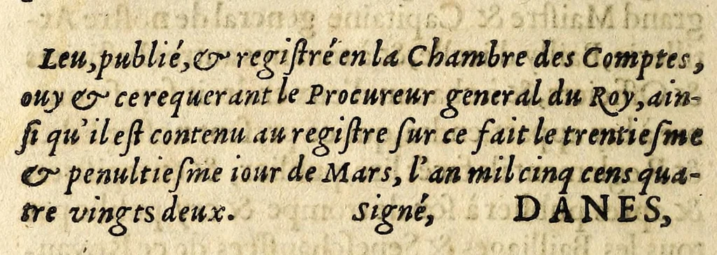 An illustration from Edict dv Roy povr la fovrnitvre es arsenacs & magazins de son artillerie de huict cens miliers de salpêtre: reglement sur les poudres: vente d'icelles: augmentation desdits arsenacs & magazins jusques au nombre de trente ... creation en tiltre d'office ... d'vn commissaire, d'vn controolleur, d'vn garde prouincial sur lesdits salpêtres & poudres ... portant outre ce deffenses à tous marchans de vendre aucunes poudres sur peine de la vie., 1582, leaf 24