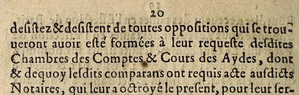 An illustration from Edict dv Roy povr la creaton et restablissement des Officiers de Fina[n]ce Triannaux, du mois de Noue[m]bre 1615. à Bordeaux. Auec l'arrest de verification d'iceluy en la Chambre des Comptes le 28. Mars 1616., 1616, leaf 20