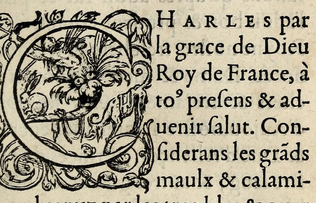 An illustration from Edict Dv Roy Svr La Pacification Des troubles de ce Royaume. Publié à Paris en Parlement, l'vnziesme iour d'Aoust,, 1570, leaf 3