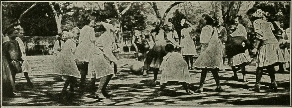 An illustration from Physical education complete for schools and playgrounds, 1917, leaf 147
