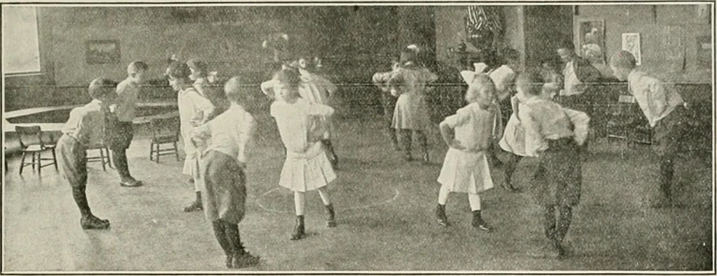 An illustration from Physical education complete for schools and playgrounds, 1917, leaf 202