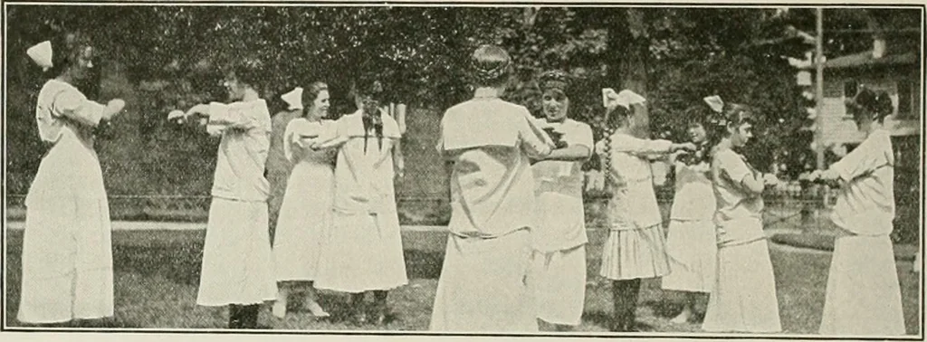 An illustration from Physical education complete for schools and playgrounds, 1917, leaf 205