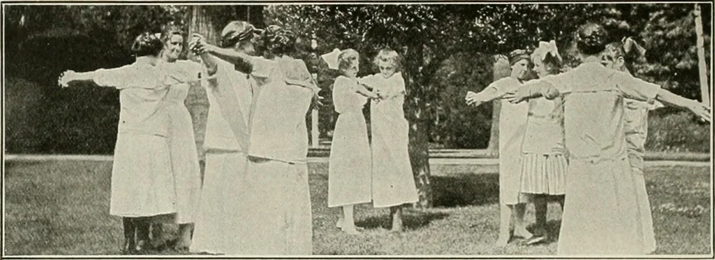 An illustration from Physical education complete for schools and playgrounds, 1917, leaf 207
