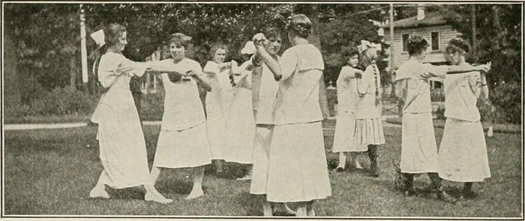 An illustration from Physical education complete for schools and playgrounds, 1917, leaf 213
