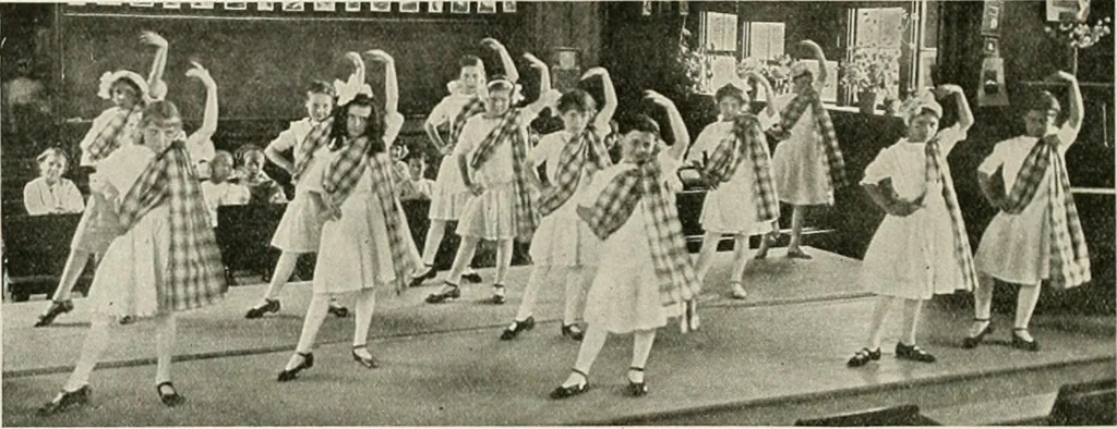 An illustration from Physical education complete for schools and playgrounds, 1917, leaf 223