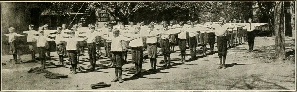 An illustration from Physical education complete for schools and playgrounds, 1917, leaf 34