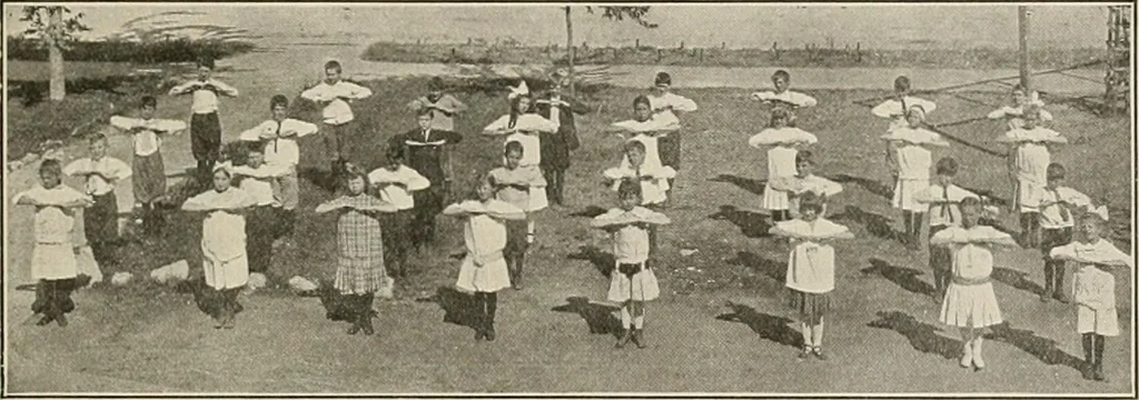 An illustration from Physical education complete for schools and playgrounds, 1917, leaf 36