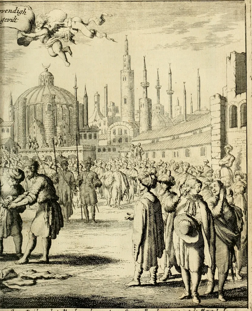 An illustration from Eduward Meltons, Engelsch edelmans, Zeldzaame en gedenkwaardige zee- en land-reizen; door Egypten, West-Indien, Perzien, Turkyen, Oost-Indien, en d'aangrenzende gewesten;, 1681, leaf 402