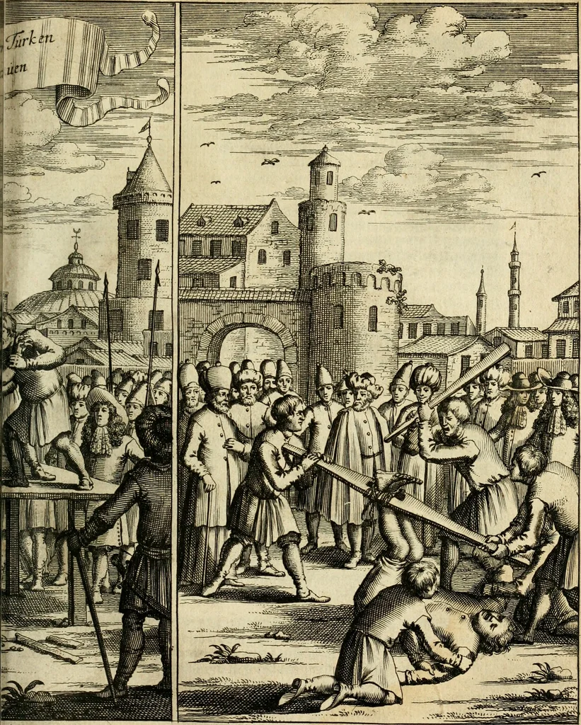 An illustration from Eduward Meltons, Engelsch edelmans, Zeldzaame en gedenkwaardige zee- en land-reizen; door Egypten, West-Indien, Perzien, Turkyen, Oost-Indien, en d'aangrenzende gewesten;, 1681, leaf 458