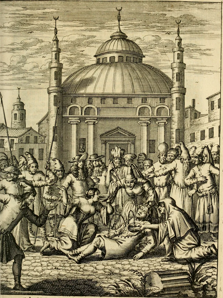 An illustration from Eduward Meltons, Engelsch edelmans, Zeldzaame en gedenkwaardige zee- en land-reizen; door Egypten, West-Indien, Perzien, Turkyen, Oost-Indien, en d'aangrenzende gewesten;, 1681, leaf 480