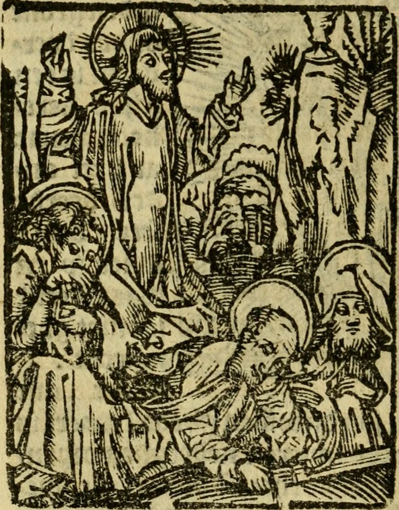 An illustration from Een devote maniere om gheestelyck pelgrimagie te trecken tot den heylighen lande als te Jherusalem, Bethleem, ter Jordanen, etc. : met die rechte gheleghentheyt der heyligher plaetsen, so bescheelijck beschreuen al ost mense voor ooghen saghe, 1563, leaf 181