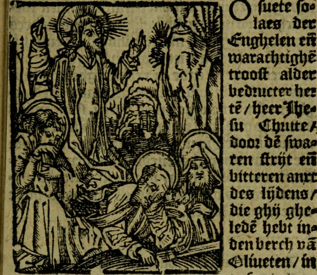 An illustration from Een devote maniere om gheestelyck pelgrimagie te trecken tot den heylighen lande als te Jherusalem, Bethleem, ter Jordanen, etc. : met die rechte gheleghentheyt der heyligher plaetsen, so bescheelijck beschreuen al ost mense voor ooghen saghe, 1563, leaf 186