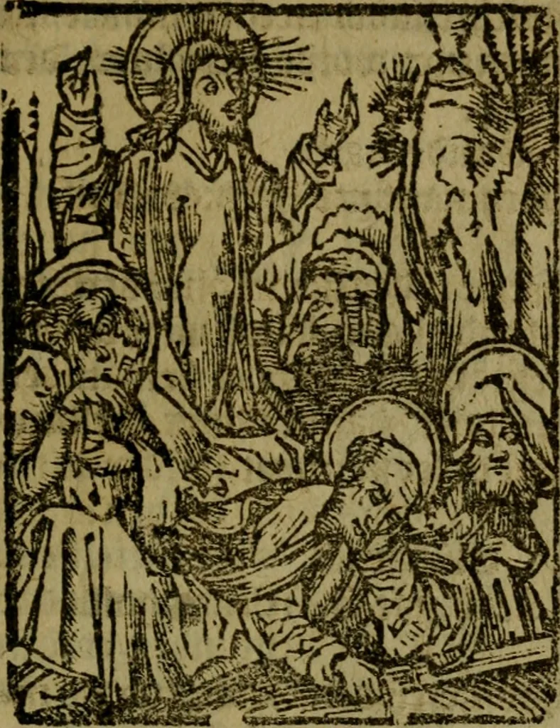 An illustration from Een devote maniere om gheestelyck pelgrimagie te trecken tot den heylighen lande als te Jherusalem, Bethleem, ter Jordanen, etc. : met die rechte gheleghentheyt der heyligher plaetsen, so bescheelijck beschreuen al ost mense voor ooghen saghe, 1563, leaf 294