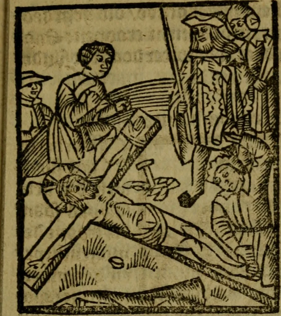 An illustration from Een devote maniere om gheestelyck pelgrimagie te trecken tot den heylighen lande als te Jherusalem, Bethleem, ter Jordanen, etc. : met die rechte gheleghentheyt der heyligher plaetsen, so bescheelijck beschreuen al ost mense voor ooghen saghe, 1563, leaf 298