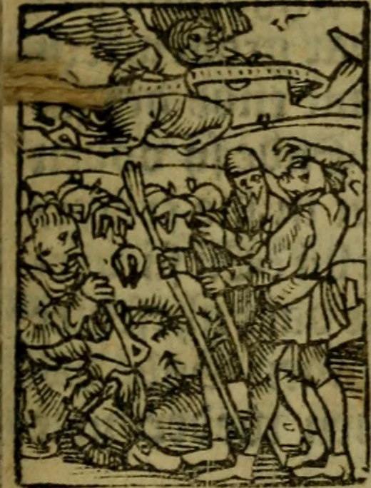 An illustration from Een devote maniere om gheestelyck pelgrimagie te trecken tot den heylighen lande als te Jherusalem, Bethleem, ter Jordanen, etc. : met die rechte gheleghentheyt der heyligher plaetsen, so bescheelijck beschreuen al ost mense voor ooghen saghe, 1563, leaf 80