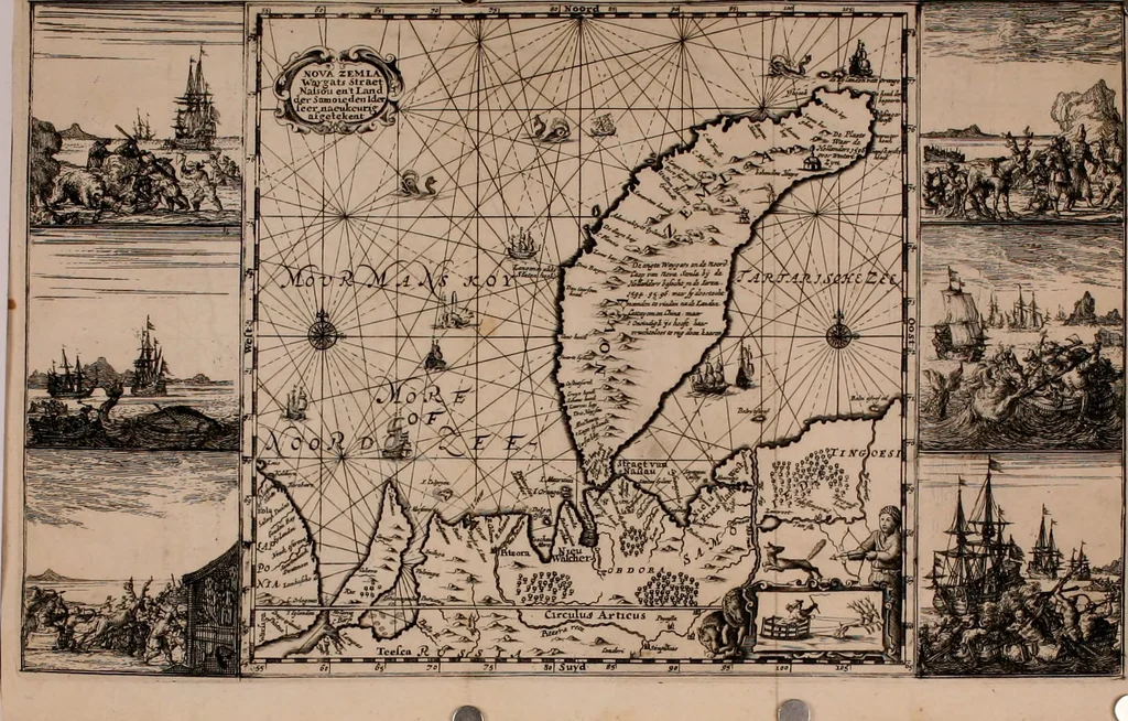 An illustration from Eerste[-derde] schip-vaert der Hollanderen nae de Oost-Indien door de Waygats, by - Noorden Noorweghen, Moscovien ende Tartarien: zijnde verrijckt met een beschryvinge veeler aengrenfende landen, noyt in eenige voorige, 1648, leaf 15