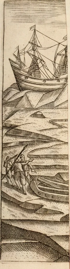 An illustration from Eerste[-derde] schip-vaert der Hollanderen nae de Oost-Indien door de Waygats, by - Noorden Noorweghen, Moscovien ende Tartarien: zijnde verrijckt met een beschryvinge veeler aengrenfende landen, noyt in eenige voorige, 1648, leaf 46