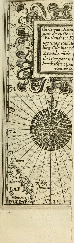 An illustration from Eerste[-derde] schip-vaert der Hollanderen nae de Oost-Indien door de Waygats, by - Noorden Noorweghen, Moscovien ende Tartarien: zijnde verrijckt met een beschryvinge veeler aengrenfende landen, noyt in eenige voorige, 1648, leaf 80