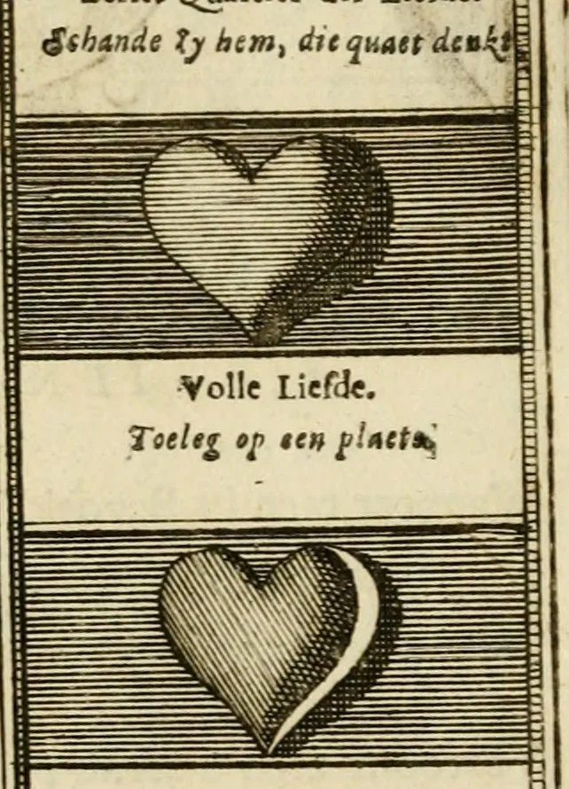 An illustration from Eeuwigduurende liefdes almanak : zinnebeeldig, volgens den algemeenen almanaks-trant, de wisselvalligheden der minnaeren, die in alle liefde-jaeren voorvallen, aenwyzende, 1721, leaf 40
