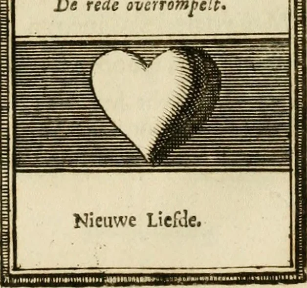 An illustration from Eeuwigduurende liefdes almanak : zinnebeeldig, volgens den algemeenen almanaks-trant, de wisselvalligheden der minnaeren, die in alle liefde-jaeren voorvallen, aenwyzende, 1721, leaf 42