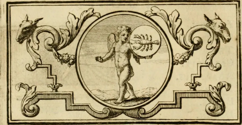 An illustration from Eeuwigduurende liefdes almanak : zinnebeeldig, volgens den algemeenen almanaks-trant, de wisselvalligheden der minnaeren, die in alle liefde-jaeren voorvallen, aenwyzende, 1721, leaf 49
