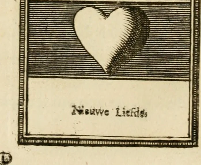 An illustration from Eeuwigduurende liefdes almanak : zinnebeeldig, volgens den algemeenen almanaks-trant, de wisselvalligheden der minnaeren, die in alle liefde-jaeren voorvallen, aenwyzende, 1721, leaf 52