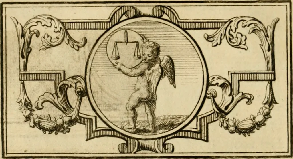 An illustration from Eeuwigduurende liefdes almanak : zinnebeeldig, volgens den algemeenen almanaks-trant, de wisselvalligheden der minnaeren, die in alle liefde-jaeren voorvallen, aenwyzende, 1721, leaf 55