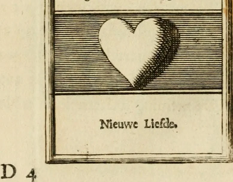 An illustration from Eeuwigduurende liefdes almanak : zinnebeeldig, volgens den algemeenen almanaks-trant, de wisselvalligheden der minnaeren, die in alle liefde-jaeren voorvallen, aenwyzende, 1721, leaf 58