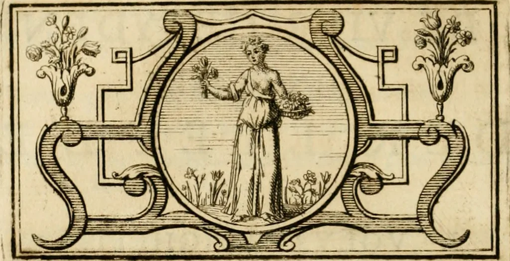 An illustration from Eeuwigduurende liefdes almanak : zinnebeeldig, volgens den algemeenen almanaks-trant, de wisselvalligheden der minnaeren, die in alle liefde-jaeren voorvallen, aenwyzende, 1721, leaf 91