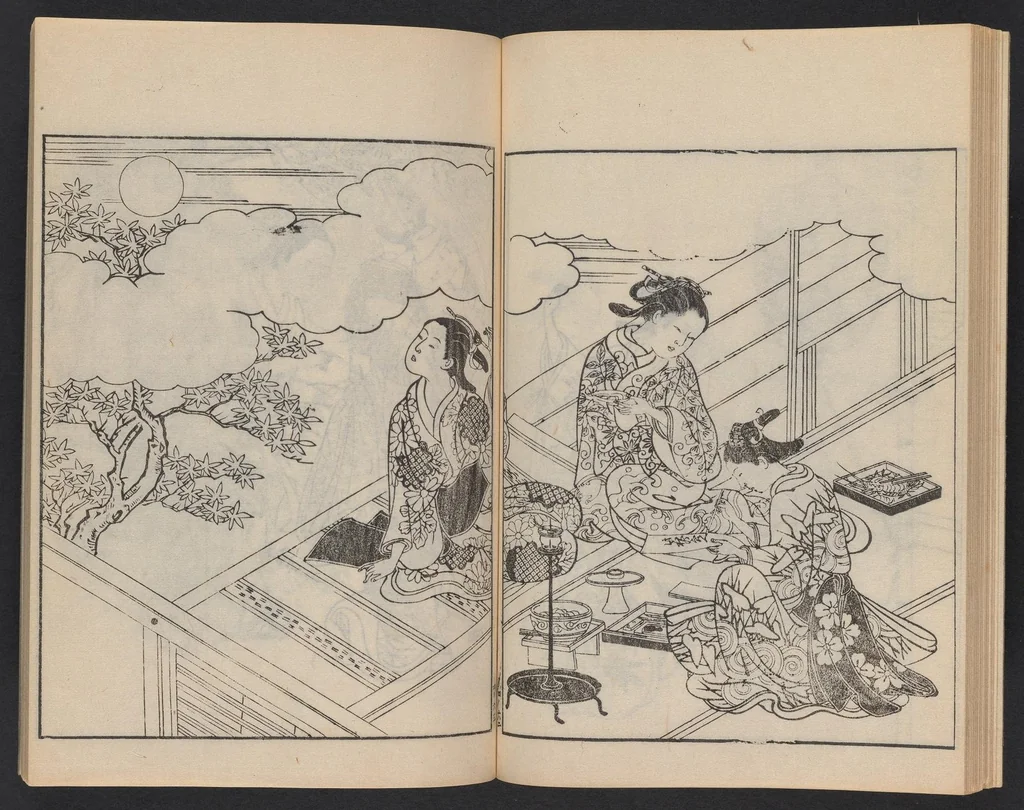 An illustration from Ehon tokiwagusa, 1868, leaf 32