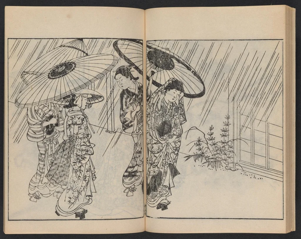 An illustration from Ehon tokiwagusa, 1868, leaf 34