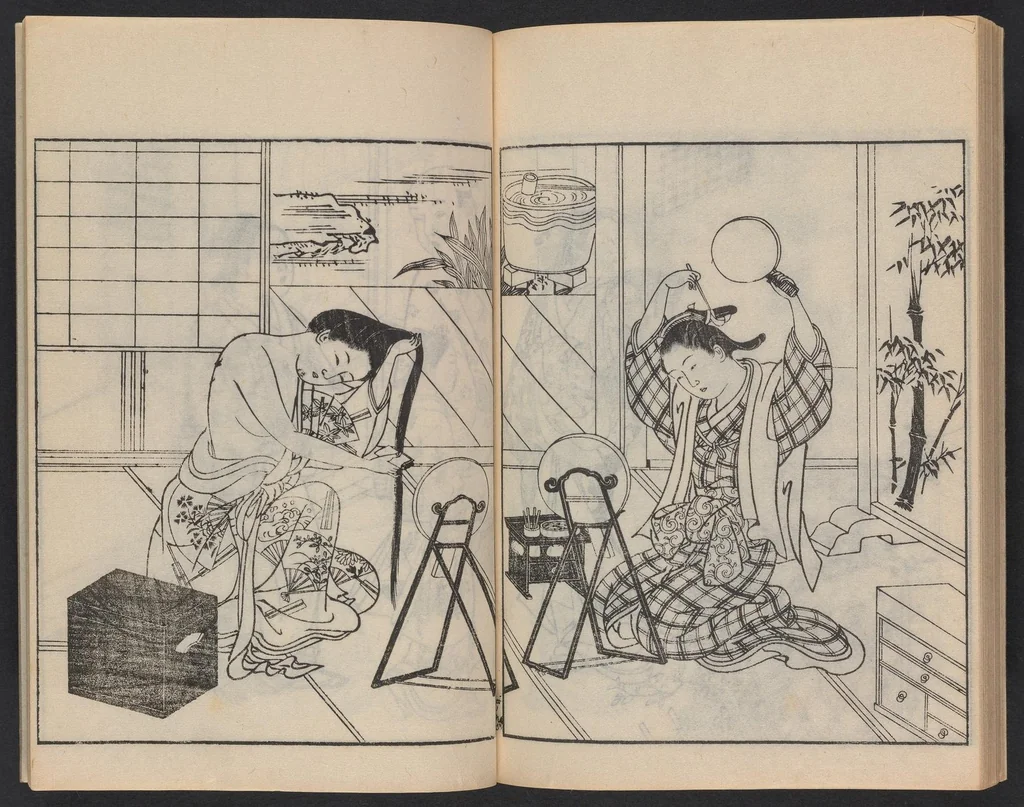An illustration from Ehon tokiwagusa, 1868, leaf 46