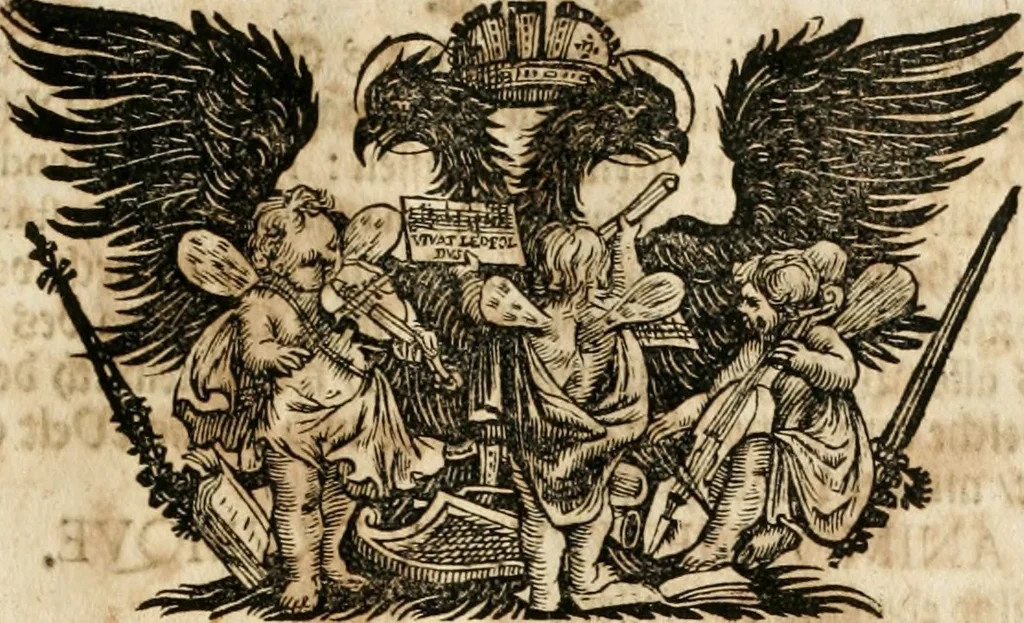 An illustration from Eigentliche Abbildungen Beeder Römm. Kayserl. wie auch der Röm. Königl. Majestäten und dann sämtlicher Herren Chur-Fuersten dess H. Röm Reichs ... Statt Augsburg im Jahr 1689 und 1690. Theils in eiger hoher person, Theils durch Dero Gevoll. mächtigte hochansehnliche herren Abgesandten erscheinen, 1689, leaf 116