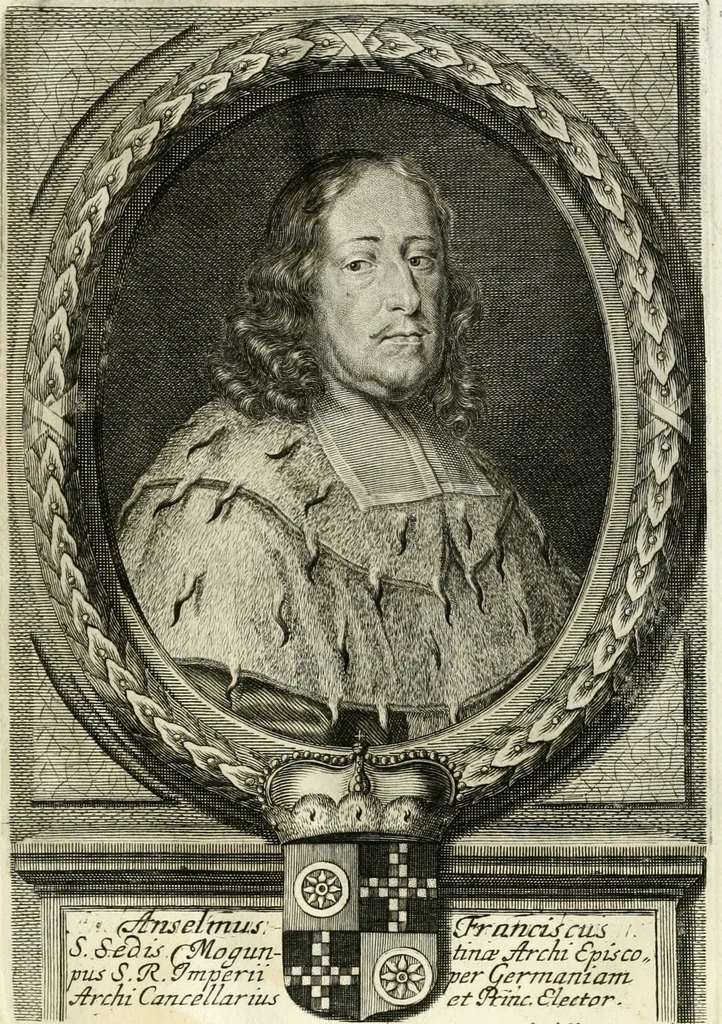 An illustration from Eigentliche Abbildungen Beeder Römm. Kayserl. wie auch der Röm. Königl. Majestäten und dann sämtlicher Herren Chur-Fuersten dess H. Röm Reichs ... Statt Augsburg im Jahr 1689 und 1690. Theils in eiger hoher person, Theils durch Dero Gevoll. mächtigte hochansehnliche herren Abgesandten erscheinen, 1689, leaf 14