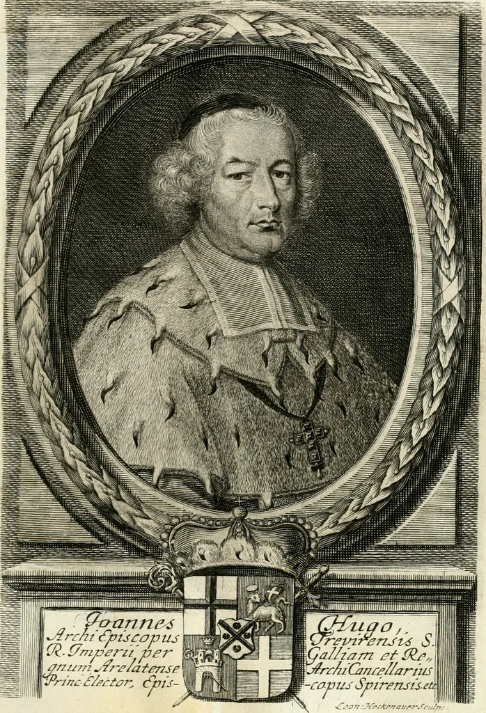 An illustration from Eigentliche Abbildungen Beeder Römm. Kayserl. wie auch der Röm. Königl. Majestäten und dann sämtlicher Herren Chur-Fuersten dess H. Röm Reichs ... Statt Augsburg im Jahr 1689 und 1690. Theils in eiger hoher person, Theils durch Dero Gevoll. mächtigte hochansehnliche herren Abgesandten erscheinen, 1689, leaf 16