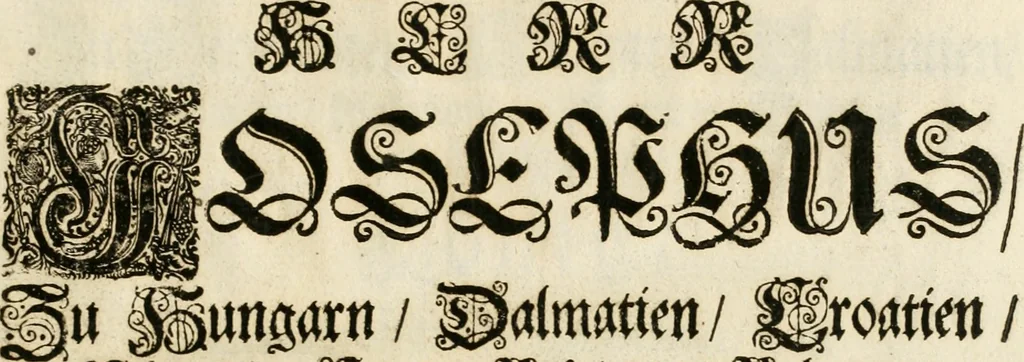 An illustration from Eigentliche Abbildungen Beeder Römm. Kayserl. wie auch der Röm. Königl. Majestäten und dann sämtlicher Herren Chur-Fuersten dess H. Röm Reichs ... Statt Augsburg im Jahr 1689 und 1690. Theils in eiger hoher person, Theils durch Dero Gevoll. mächtigte hochansehnliche herren Abgesandten erscheinen, 1689, leaf 184