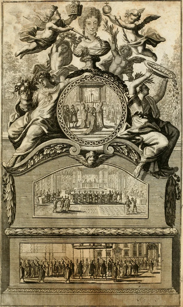 An illustration from Eigentliche Abbildungen Beeder Römm. Kayserl. wie auch der Röm. Königl. Majestäten und dann sämtlicher Herren Chur-Fuersten dess H. Röm Reichs ... Statt Augsburg im Jahr 1689 und 1690. Theils in eiger hoher person, Theils durch Dero Gevoll. mächtigte hochansehnliche herren Abgesandten erscheinen, 1689, leaf 4