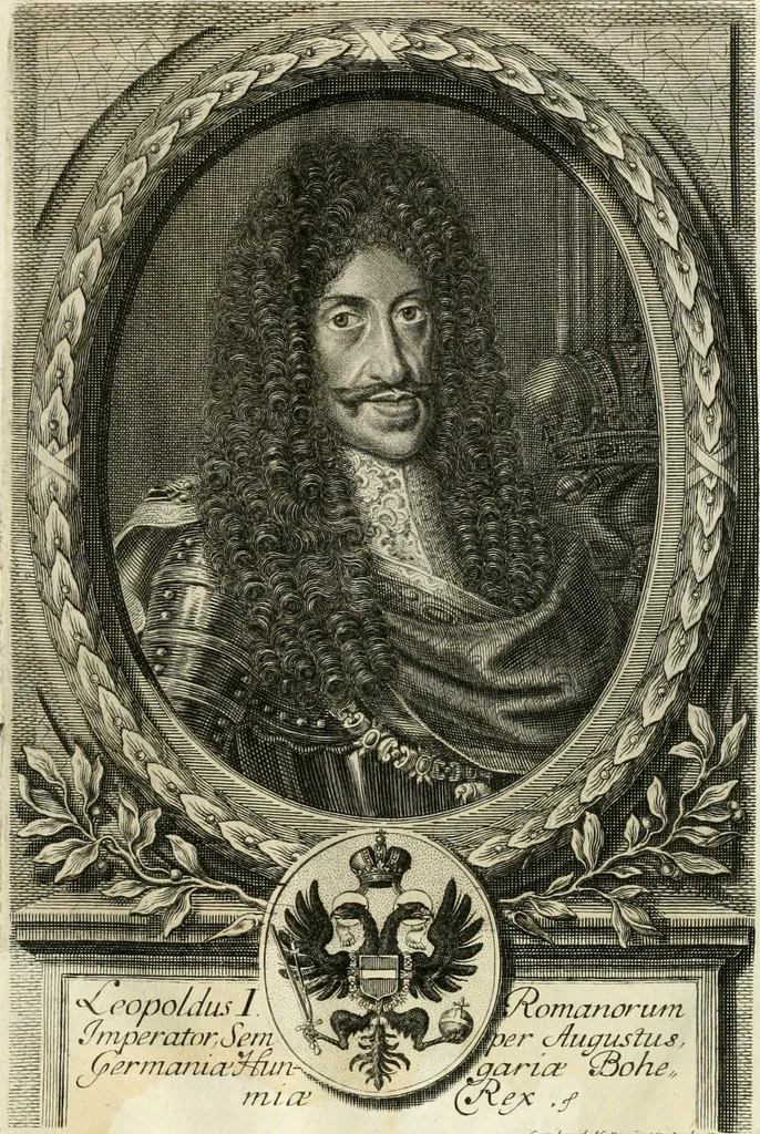 An illustration from Eigentliche Abbildungen Beeder Römm. Kayserl. wie auch der Röm. Königl. Majestäten und dann sämtlicher Herren Chur-Fuersten dess H. Röm Reichs ... Statt Augsburg im Jahr 1689 und 1690. Theils in eiger hoher person, Theils durch Dero Gevoll. mächtigte hochansehnliche herren Abgesandten erscheinen, 1689, leaf 8