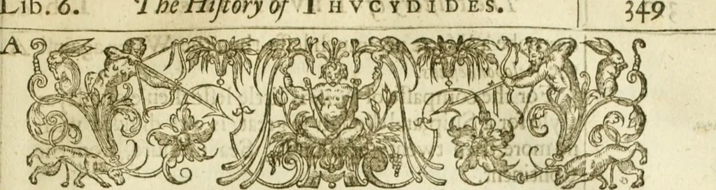 An illustration from Eight bookes of the Peloponnesian Warre, 1634, leaf 392